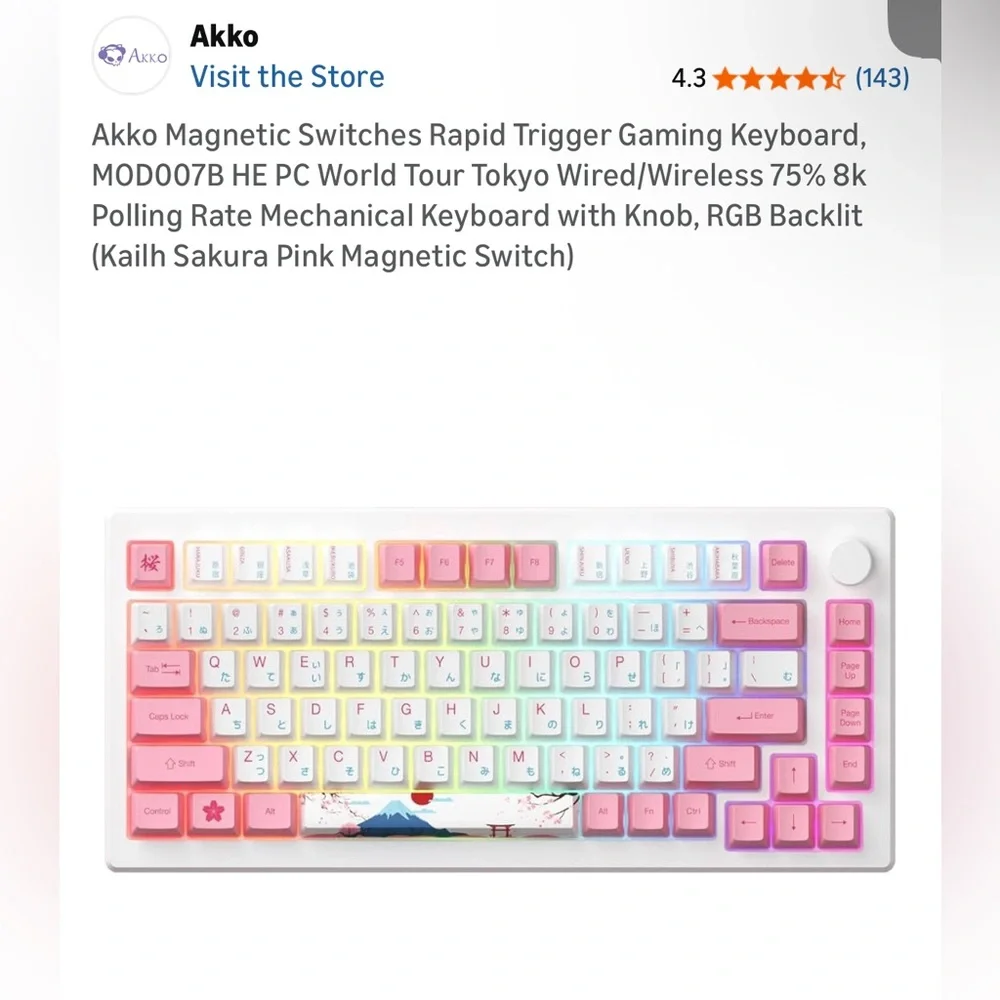 Sakura Pink Mechanical Keyboard Akko - Picture 4 of 9